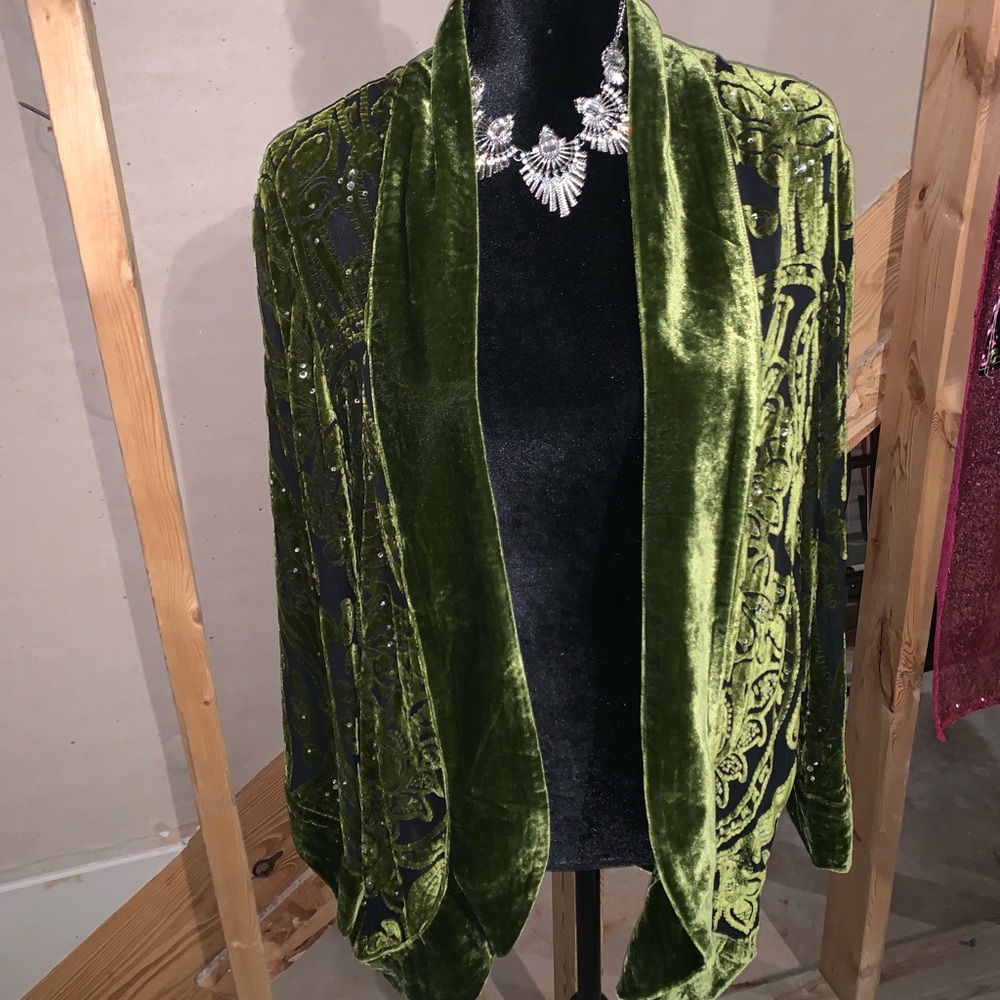 Love this cardigan! The velvet and sheer!